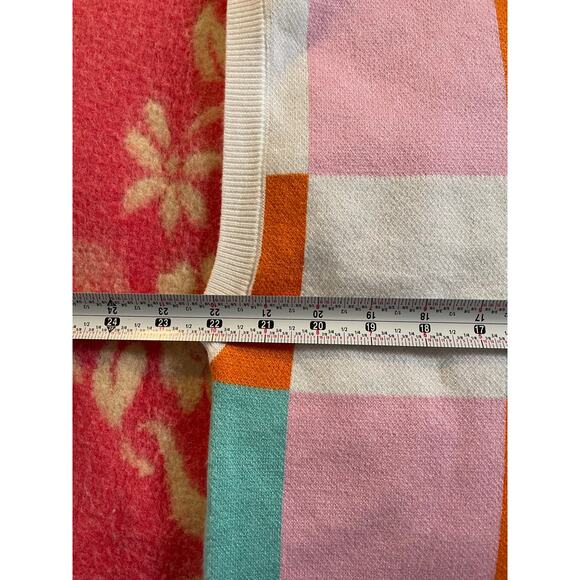 Color block orange white and aqua crewneck sleeveless sweater SZ Large - Picture 5 of 6